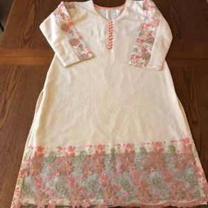 VINTAGE 1960’S PINK & CREAM EMBROIDERED DRESS